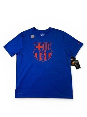 NEW Nike mens 2XL XXL blue FCB Barcelona crest short sleeve t-shirt NWT